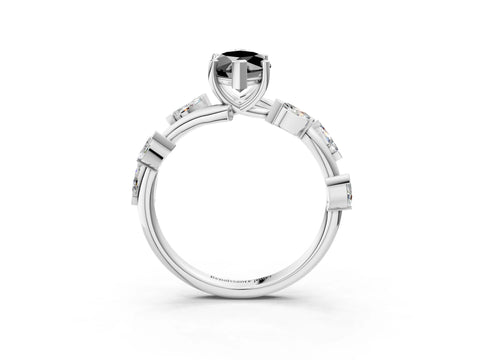 White gold Fancy Black Marquise Cut Solitaire Twisted Band Marquise Accent Prong Setting Ring_3