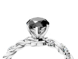 White gold Fancy Black Marquise Cut Solitaire Twisted Band with Pavé Accents and Four-Prong Setting_4
