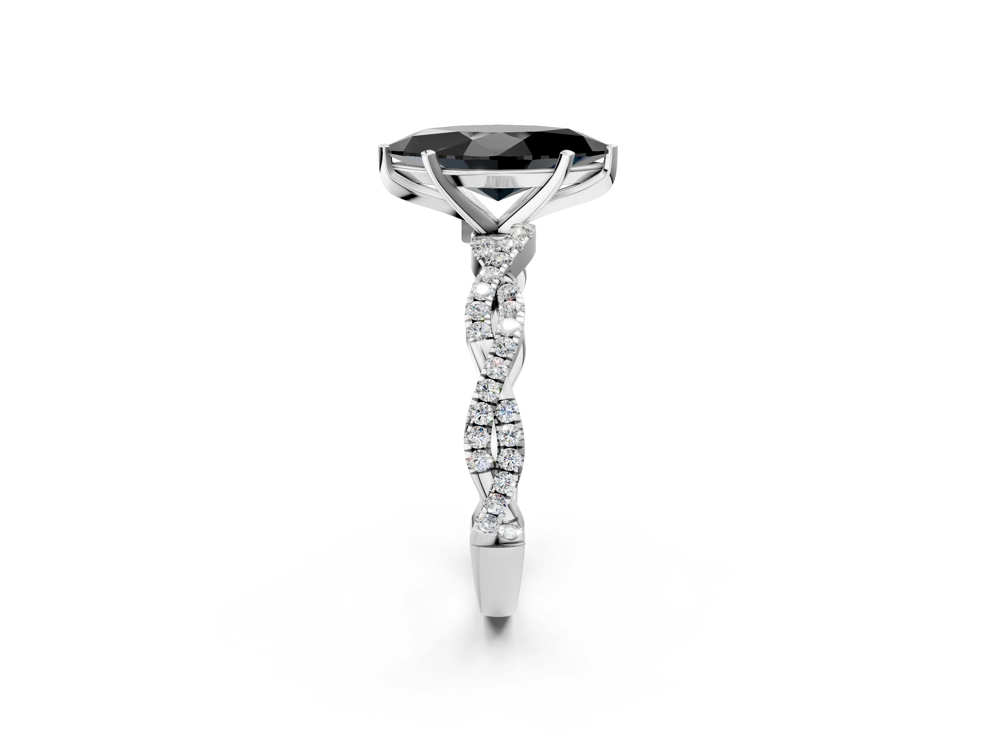 White gold Fancy Black Marquise Cut Solitaire Twisted Pave Band with Four-Prong Setting_17