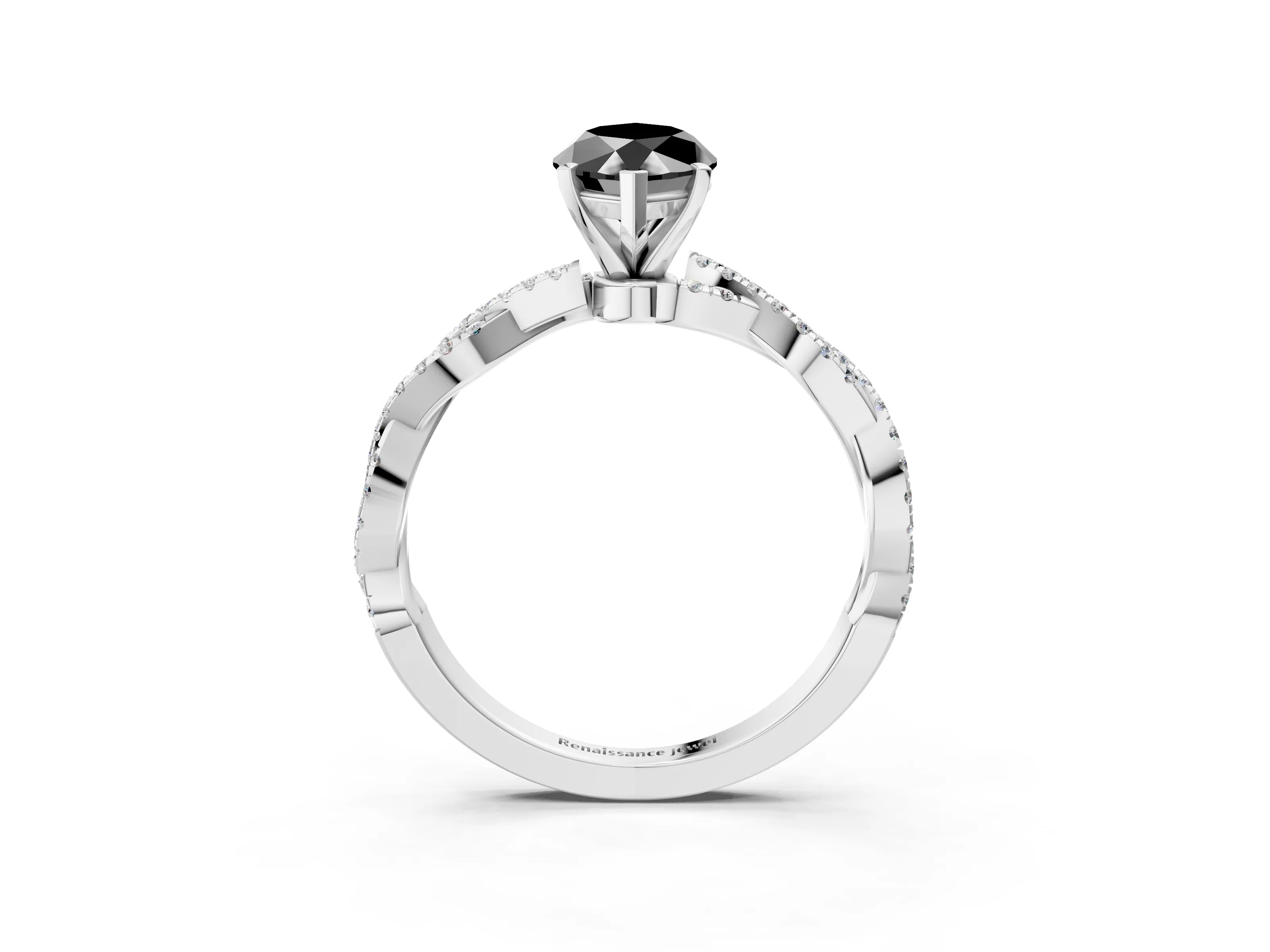 White gold Fancy Black Marquise Cut Solitaire Twisted Pave Band with Four-Prong Setting_18