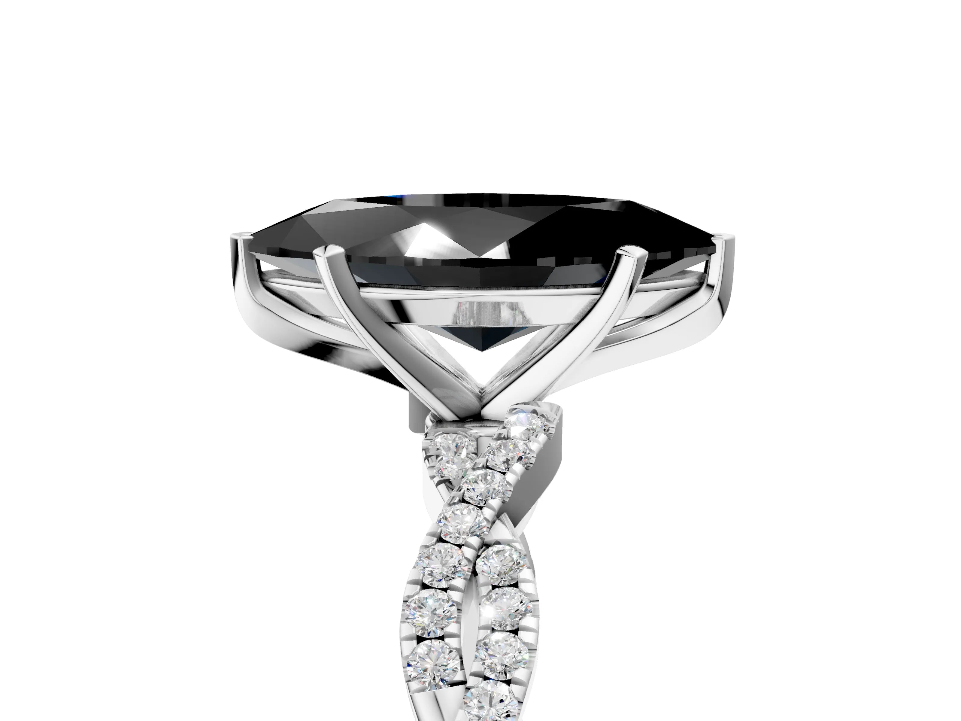 White gold Fancy Black Marquise Cut Solitaire Twisted Pave Band with Four-Prong Setting_20