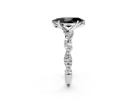 White gold Fancy Black Marquise Cut Solitaire Twisted Pave Band with Four-Prong Setting_5