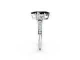 White gold Fancy Black Marquise Cut Three-Stone Diamond Ring with Pavé Band and Four-Prong Setting_14