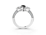 White gold Fancy Black Marquise Cut Three-Stone Diamond Ring with Pavé Band and Four-Prong Setting_15