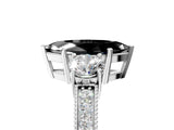White gold Fancy Black Marquise Cut Three-Stone Diamond Ring with Pavé Band and Four-Prong Setting_17