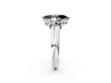 White gold Fancy Black Marquise Cut Three-Stone Diamond Ring with Prong Setting on a Classic Band_26