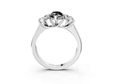 White gold Fancy Black Marquise Cut Three-Stone Diamond Ring with Prong Setting on a Classic Band_27