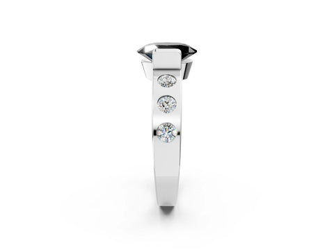 White gold Fancy Black Oval Cut Brilliant Channel-Set Diamond Ring with Bezel Prong Setting_14