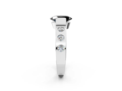 White gold Fancy Black Oval Cut Brilliant Channel-Set Diamond Ring with Bezel Prong Setting_2