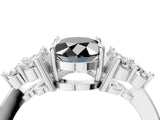 White gold Fancy Black Oval Cut Brilliant Diamond Cluster Accent Solitaire Ring with Prong Setting_16