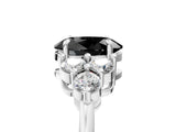 White gold Fancy Black Oval Cut Brilliant Diamond Cluster Accent Solitaire Ring with Prong Setting_17