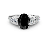 White gold Fancy Black Oval Cut Brilliant Diamond Pavé Band with Six-Prong Setting_24