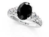 White gold Fancy Black Oval Cut Brilliant Diamond Pavé Band with Six-Prong Setting_25