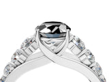 White gold Fancy Black Oval Cut Brilliant Diamond Pavé Band with Six-Prong Setting_28