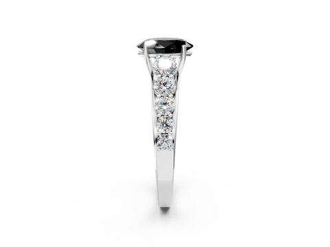 White gold Fancy Black Oval Cut Brilliant Diamond Pavé Band with Six-Prong Setting_2