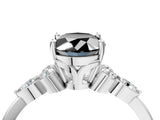 White gold Fancy Black Oval Cut Brilliant Diamond Solitaire Ring with Pear Side Stones and Four-Prong Setting_10