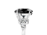 White gold Fancy Black Oval Cut Brilliant Diamond Solitaire Ring with Pear Side Stones and Four-Prong Setting_11