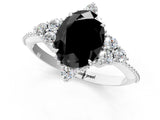 White gold Fancy Black Oval Cut Brilliant Diamond with Cluster Setting on a Beaded Band and Four-Prong Setting_25