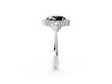 White gold Fancy Black Oval Cut Brilliant Diamond with Cluster Setting on a Beaded Band and Four-Prong Setting_26