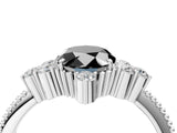 White gold Fancy Black Oval Cut Brilliant Diamond with Cluster Setting on a Beaded Band and Four-Prong Setting_28