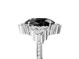 White gold Fancy Black Oval Cut Brilliant Diamond with Cluster Setting on a Beaded Band and Four-Prong Setting_29