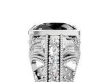 White gold Fancy Black Oval Cut Brilliant Milgrain Filigree Diamond Ring with Square Prong Setting_17