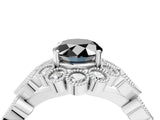 White gold Fancy Black Oval Cut Brilliant Milgrain Pave Heart Band Solitaire Ring_16