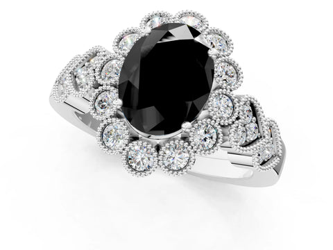 White gold Fancy Black Oval Cut Brilliant Milgrain Pave Heart Band Solitaire Ring_19