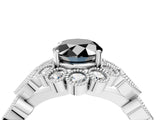 White gold Fancy Black Oval Cut Brilliant Milgrain Pave Heart Band Solitaire Ring_22