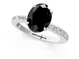 White gold Fancy Black Oval Cut Brilliant Pavé Band Solitaire with Four-Prong Setting_1