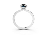 White gold Fancy Black Oval Cut Brilliant Pavé Band Solitaire with Four-Prong Setting_3