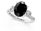 White gold Fancy Black Oval Cut Brilliant Three-Stone Diamond Ring with Pavé Band and Four-Prong Setting_16