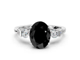White gold Fancy Black Oval Cut Brilliant Three-Stone Pave Band with Four-Prong Setting_6