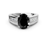 White gold Fancy Black Oval Cut Cut Channel Set Solitaire Ring with Four-Prong Setting_12