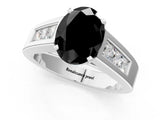 White gold Fancy Black Oval Cut Cut Channel Set Solitaire Ring with Four-Prong Setting_13