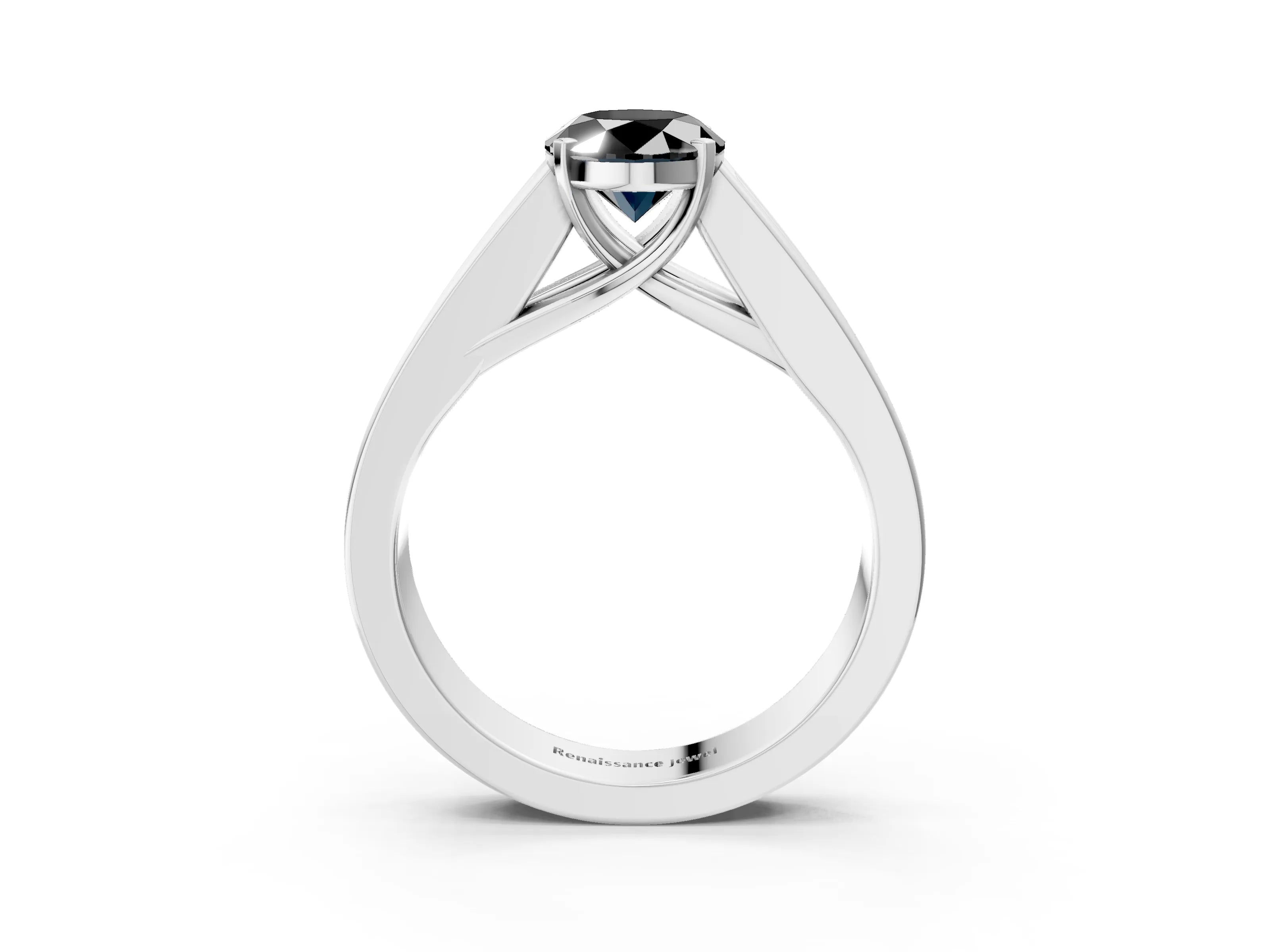 White gold Fancy Black Oval Cut Cut Channel Set Solitaire Ring with Four-Prong Setting_21