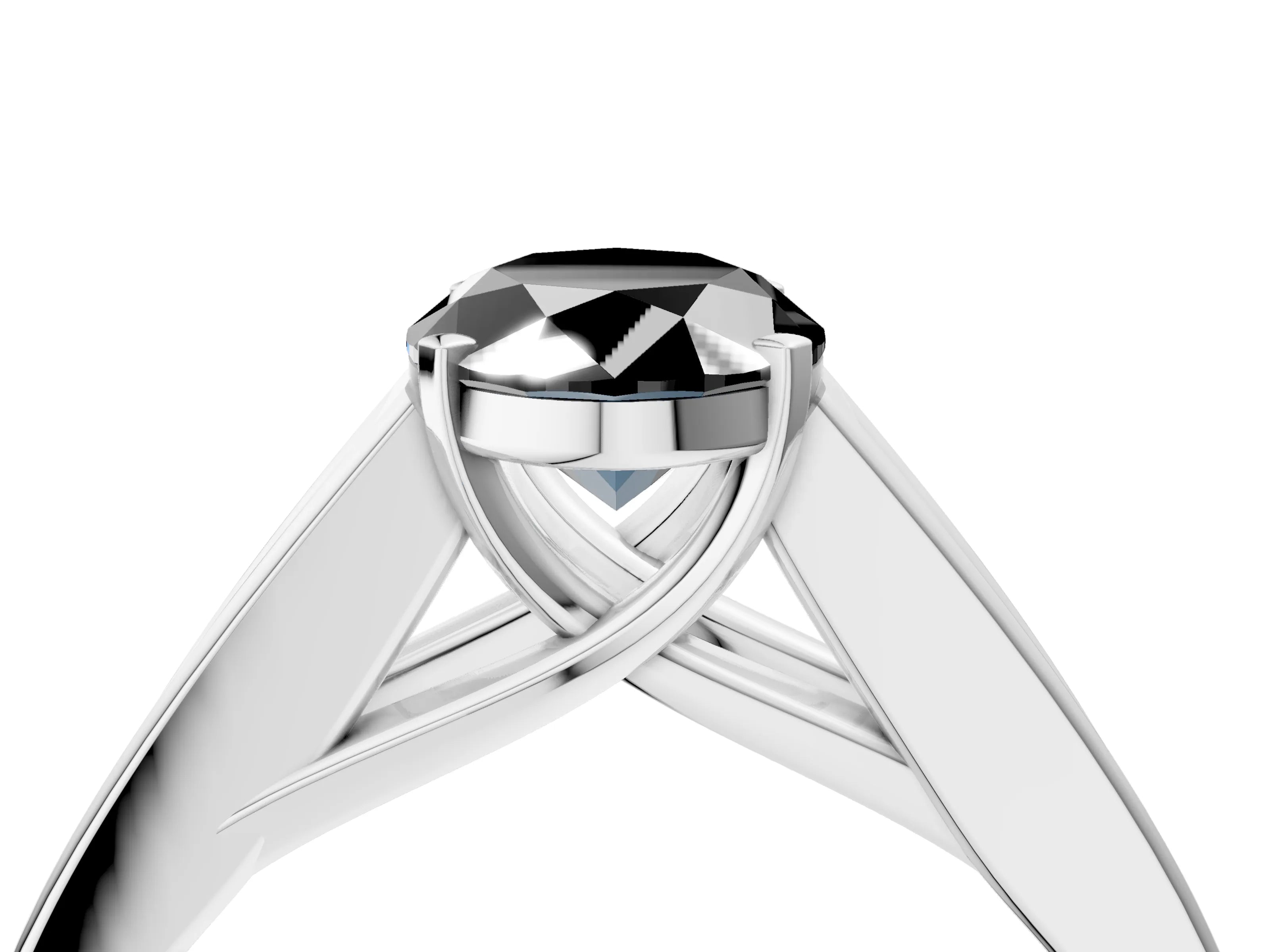 White gold Fancy Black Oval Cut Cut Channel Set Solitaire Ring with Four-Prong Setting_28