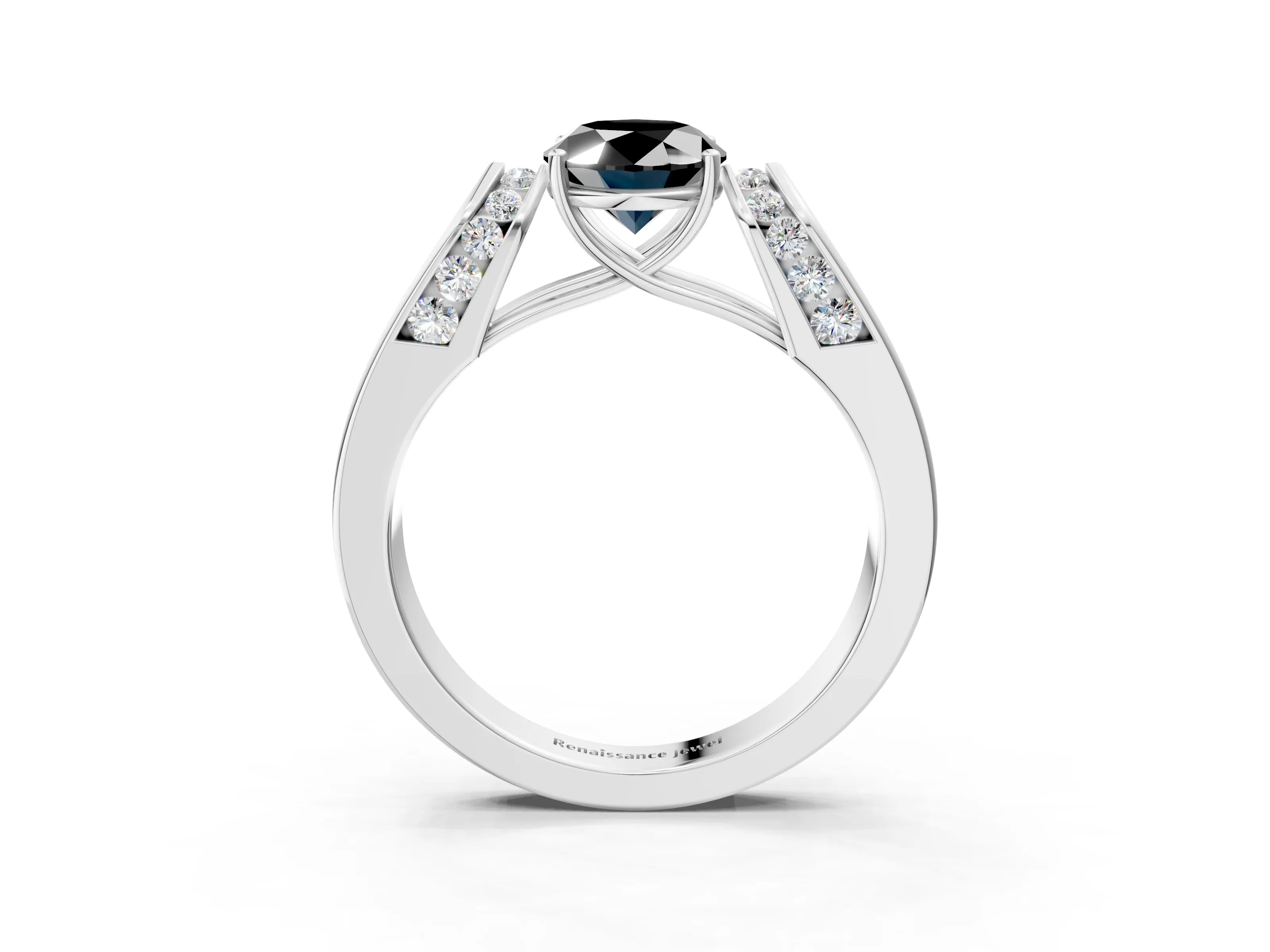 White gold Fancy Black Oval Cut Cut Diamond Channel Set Solitaire Ring with Four-Prong Setting_53