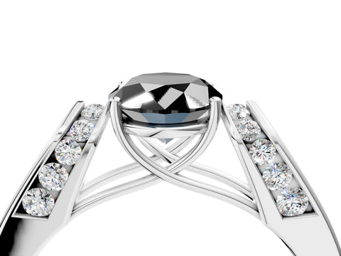 White gold Fancy Black Oval Cut Cut Diamond Channel Set Solitaire Ring with Four-Prong Setting_54