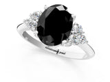 White gold Fancy Black Oval Cut Cut Diamond Cluster Ring with Solitaire Band and Four-Prong Setting_25