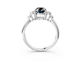White gold Fancy Black Oval Cut Cut Diamond Cluster Ring with Solitaire Band and Four-Prong Setting_27