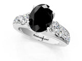 White gold Fancy Black Oval Cut Cut Diamond Engagement Ring with Pavé Band and Four-Prong Setting_1