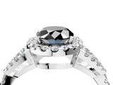 White gold Fancy Black Oval Cut Cut Diamond Halo Engagement Ring with Open Split Pavé Band_4