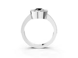 White gold Fancy Black Oval Cut-Cut Diamond Halo Engagement Ring with Pave Band and Prong Setting_3