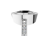 White gold Fancy Black Oval Cut-Cut Diamond Halo Engagement Ring with Pave Band and Prong Setting_5