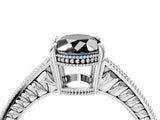 White gold Fancy Black Oval Cut Cut Diamond Milgrain Pave Band Four-Prong Setting Ring_45