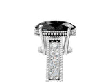 White gold Fancy Black Oval Cut Cut Diamond Milgrain Pave Band Four-Prong Setting Ring_46