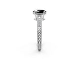 White gold Fancy Black Oval Cut Cut Diamond Milgrain Pave Band Four-Prong Setting Ring_65