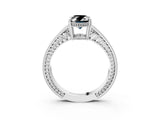 White gold Fancy Black Oval Cut Cut Diamond Milgrain Pave Band Four-Prong Setting Ring_66