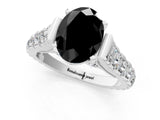 White gold Fancy Black Oval Cut Cut Diamond Pavé Band Solitaire with Four-Prong Setting_1